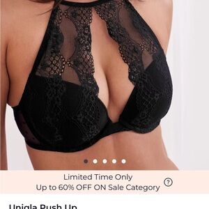 Uniqla Adore Me Push Up Elegant Black Lace Halter Bra